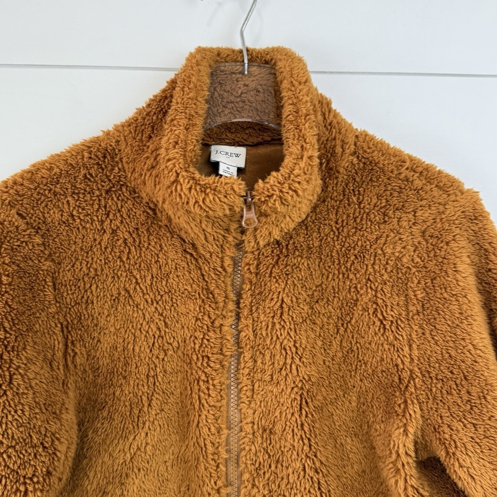 J.CREW Sherpa Camel Funnelneck Zip Jacket Women Small AB440 Teddy - Picture 3 of 14